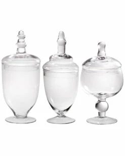 Home Essentials Terra Set Of 3 Apothecary Jars Organization
