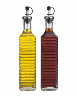 Home Essentials Str Es Square Rib 17Oz Oil & Vinegar Set Kitchen & Pantry Storage