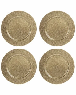 Home Essentials Set Of Four 13in Gold Diamond Chargers Dinnerware