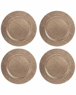 Home Essentials Set Of Four 13in Champ Gold Diamond Chargers Dinnerware