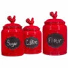 Home Essentials Set Of 3 Red Chalkboard Canisters Kitchen & Pantry Storage