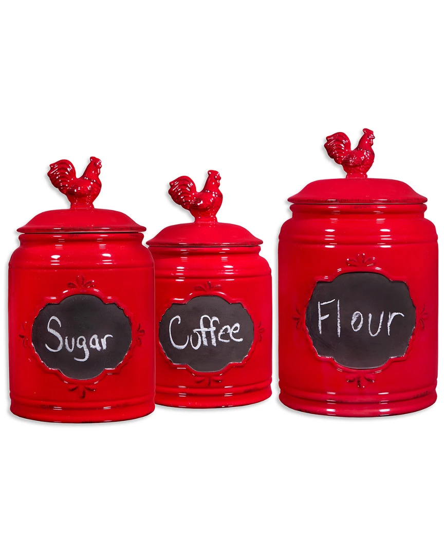 Home Essentials Set Of 3 Red Chalkboard Canisters Kitchen & Pantry Storage 3 Home Essentials Set Of 3 Red Chalkboard Canisters Kitchen & Pantry Storage