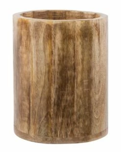 Home Essentials 7in Rd Mango Wood Utensil Crock Kitchen Tools & Gadgets