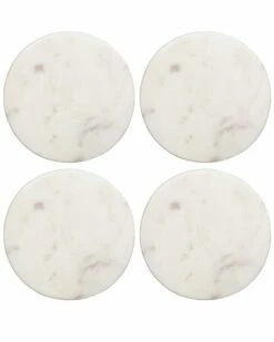 Home Essentials Set Of 4 4in Round Marble Coaster Serveware