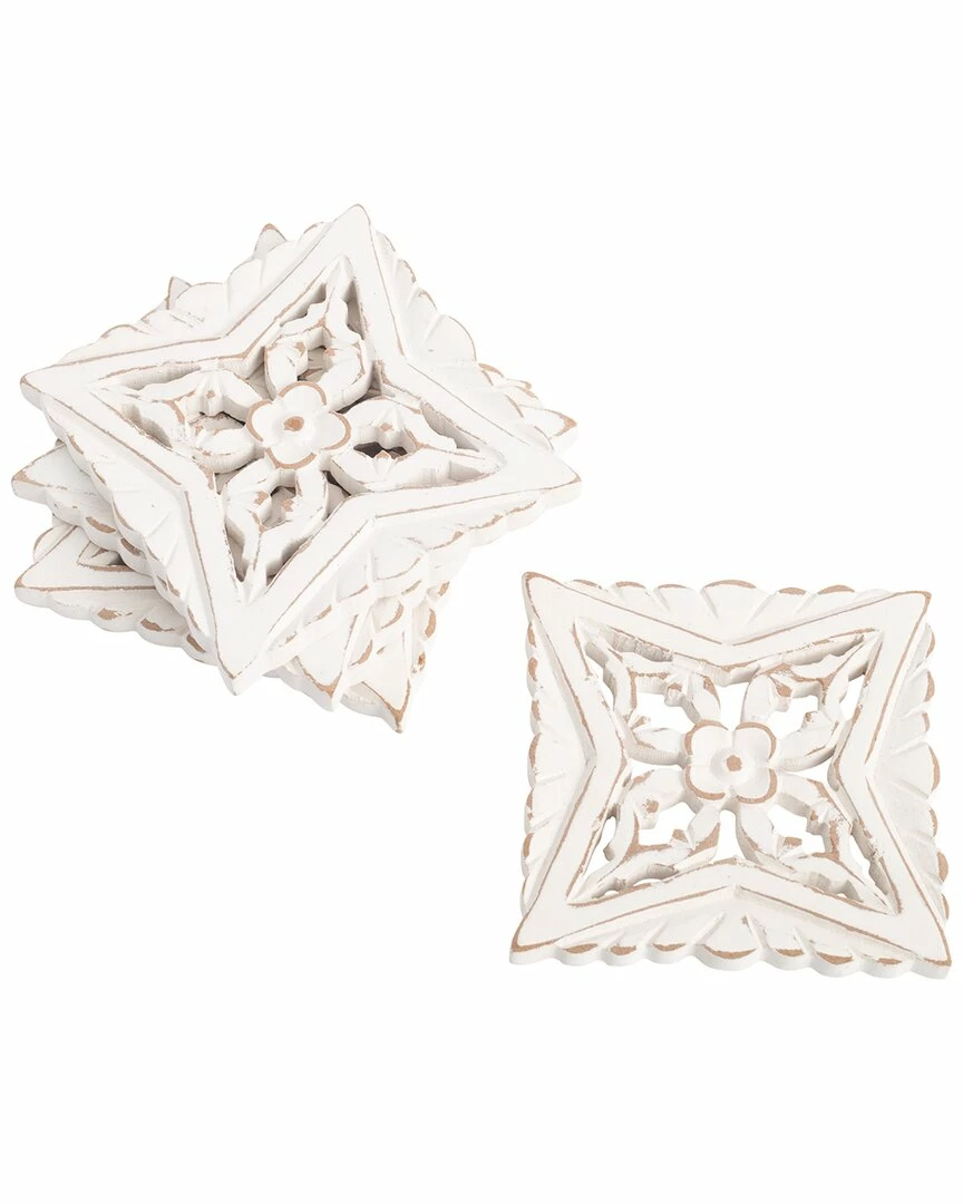 Home Essentials 4in Set Of 4 Carve Burst Wd Coaster Serveware 3 Home Essentials 4in Set Of 4 Carve Burst Wd Coaster Serveware