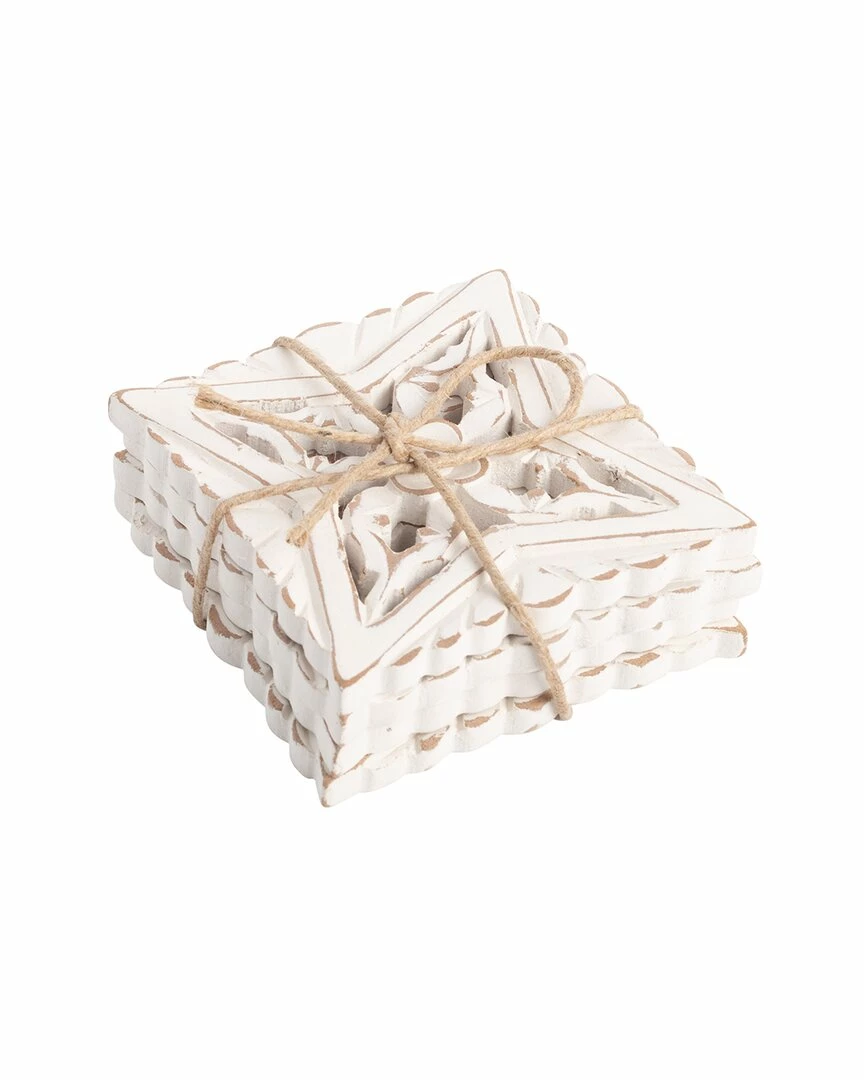 Home Essentials 4in Set Of 4 Carve Burst Wd Coaster Serveware 4 Home Essentials 4in Set Of 4 Carve Burst Wd Coaster Serveware - Image 2