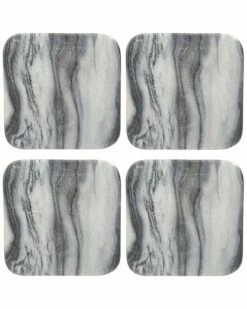 Home Essentials Set Of 4 4in Square Grey Coaster Serveware