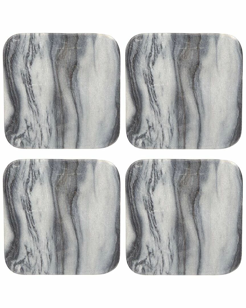 Home Essentials Set Of 4 4in Square Grey Coaster Serveware 3 Home Essentials Set Of 4 4in Square Grey Coaster Serveware