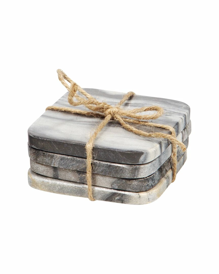Home Essentials Set Of 4 4in Square Grey Coaster Serveware 4 Home Essentials Set Of 4 4in Square Grey Coaster Serveware - Image 2