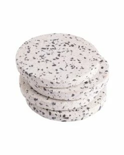 Home Essentials Set Of 4 4Inwht/Blk Rd Terraz Coaster Serveware