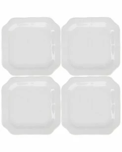 Home Essentials Set Of 4 6.5In Square Cut Corner Plat Dinnerware