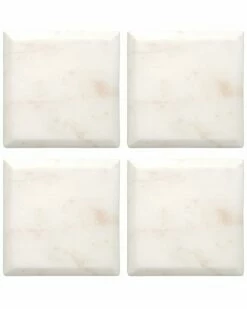 Home Essentials Set Of 4 4in Square Marble Coaster Serveware