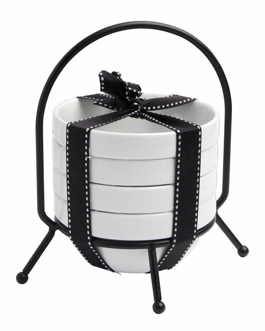 Home Essentials Set Of 4 4in Round Snack Bowl Metal Rack Serveware 3 Home Essentials Set Of 4 4in Round Snack Bowl Metal Rack Serveware