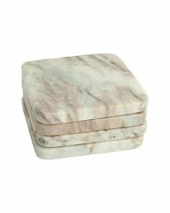 Home Essentials Set Of 4 4Indesert Square Marble Coasters Serveware