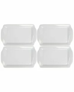 Home Essentials Set Of 4 8.5In Rectangle Cut Corner Platter Dinnerware