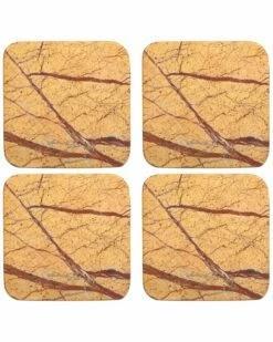 Home Essentials Set Of 4 4in Square Marble Coaster Serveware