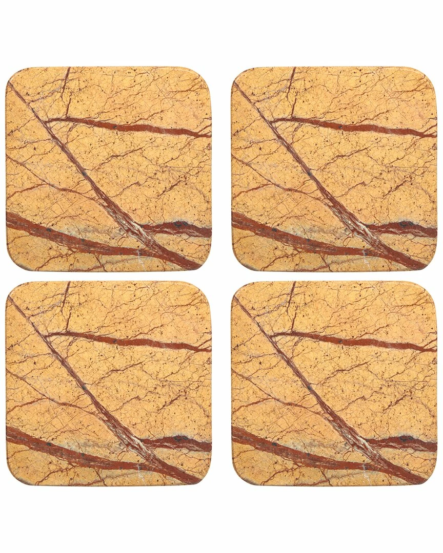 Home Essentials Set Of 4 4in Square Marble Coaster Serveware 3 Home Essentials Set Of 4 4in Square Marble Coaster Serveware