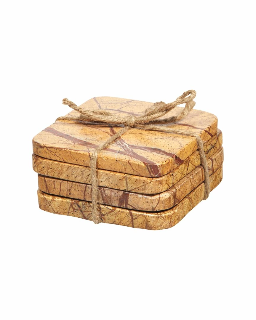 Home Essentials Set Of 4 4in Square Marble Coaster Serveware 4 Home Essentials Set Of 4 4in Square Marble Coaster Serveware - Image 2