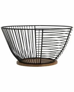 Home Essentials 12in Bowl Wire With Wood Base Serveware
