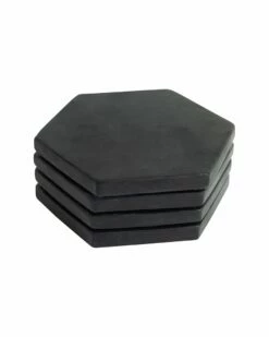 Home Essentials Set Of 4 4Inblk Hexagon Marble Coaster Serveware
