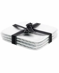 Home Essentials Set Of 4 6in Soft Square App Plate Serveware