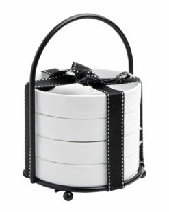 Home Essentials Set Of 4 5in Round App Plate Rack Serveware