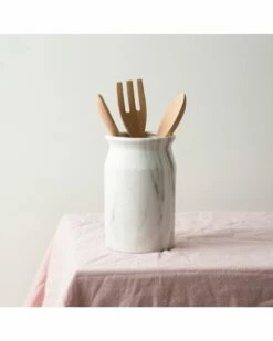 Home Essentials 8in Marble Look Utensil Crock Serveware