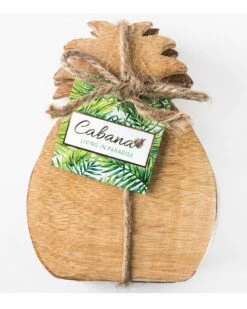 Home Essentials Set Of 4 Wood Pineapple Coaster Serveware
