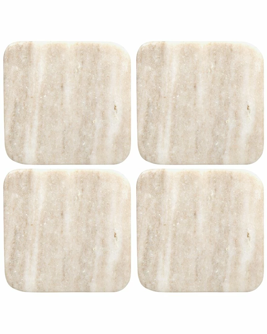 Home Essentials Set Of 4 4in Square Marble Coaster Serveware 3 Home Essentials Set Of 4 4in Square Marble Coaster Serveware