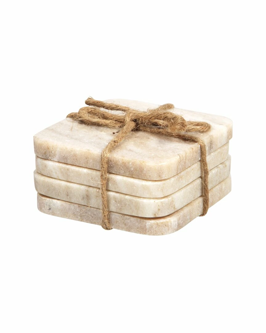 Home Essentials Set Of 4 4in Square Marble Coaster Serveware 4 Home Essentials Set Of 4 4in Square Marble Coaster Serveware - Image 2