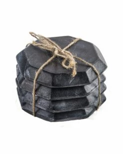 Home Essentials Set Of 4 4in Octagon Marble Coaster Serveware