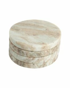 Home Essentials Set Of 4 4Indesert Round Marble Coaster Serveware