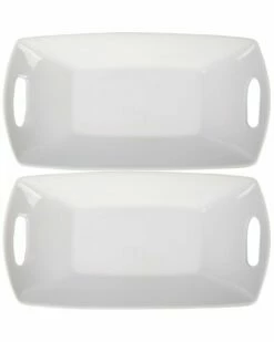 Home Essentials Set Of 2 12in Porcelain Bowls With Handles Serveware