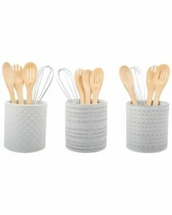 Home Essentials 3A 6in Embossed Utensil Crock Serveware