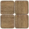 Home Essentials Set Of 4 Square Natural Bead Wood Coaster Serveware