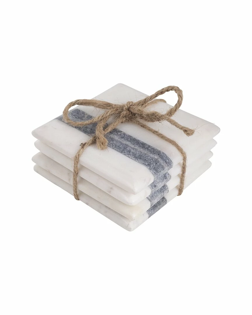 Home Essentials Set Of 4 Grey Square Marble Coasters Serveware 4 Home Essentials Set Of 4 Grey Square Marble Coasters Serveware - Image 2