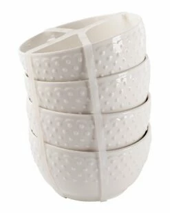 Home Essentials Set Of 4 4In Embossed Hobnail Snack Bowls Dinnerware