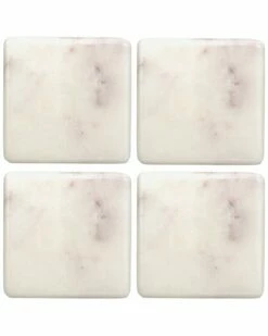 Home Essentials Set Of 4 4in Marble Coaster Serveware