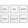 Home Essentials Ja Set Of 6 Square Wood Coasters With Caddy Serveware