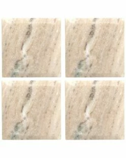 Home Essentials Set Of 4 4in Square Marble Coaster Serveware