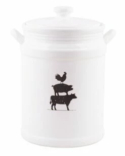 Home Essentials 84Oz Debossed Cowith Pig/Rooster Canister Kitchen & Pantry Storage