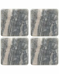 Home Essentials Set Of 4 4in Rolled Edge Marble Coaster Serveware