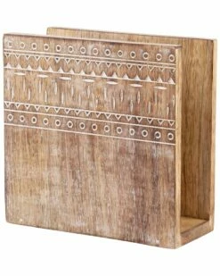 Home Essentials Etched Wood Napkin Holder Serveware