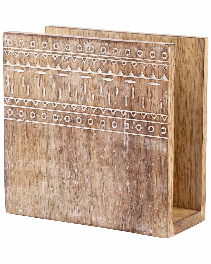 Home Essentials Etched Wood Napkin Holder Serveware 3 Home Essentials Etched Wood Napkin Holder Serveware