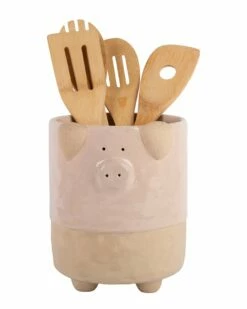 Home Essentials 7.3in Foot Pink Pig Utensil Croc Serveware
