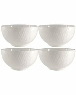 Home Essentials Set Of 4 4In Embossed Diagonal Snack Bowls Dinnerware