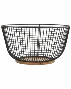 Home Essentials 12in Bowl Wire With Wood Serveware