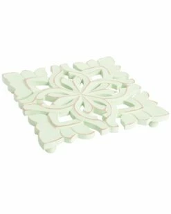 Home Essentials 7in Carved Scroll Sage Wood Trivet Serveware
