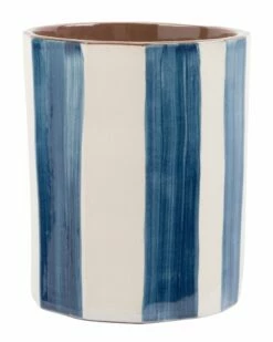 Home Essentials 7in /Navy Strip Utensil Crock Serveware