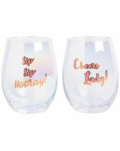 Home Essentials Charm Set Of 2 Cheers Lady Stemless Drinkware